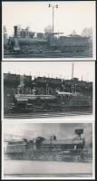Régi szénszállító mozdonyok, 3 db modern előhívás, 9×14 cm / locomotives, 3 modern copies of vintage photos