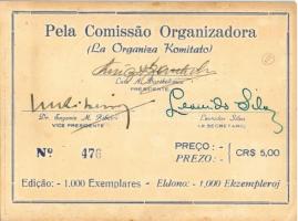 1949 Esperanta Filatelia Rodrigues de Abreu Ekspozicio. Memoriganta Folio. La Organiza Komitato / Es...