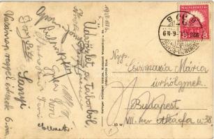 1928 Gárdony, Tó részlet a Vértesekkel, fürdőzők + Nagykanizsa-Budapest 35. vasúti bélyegző