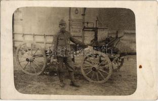 Első világháborús osztrák-magyar katona szállító szekérrel / WWI K.u.K. military cart with soldier / K.u.K. Blessirten-Transport Colonne 30. 1. szakasz. photo