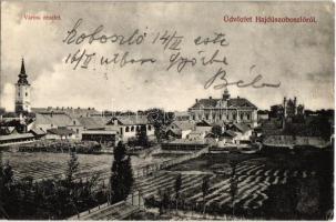 1907 Hajdúszoboszló, látkép a zsinagógával. Kiadja Körner Béla (EK)