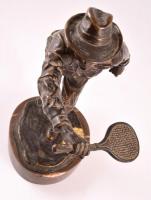 cca 1930 Olvashatatlan jelzéssel: Tenisz játékos. Bronz, márvány talpazaton, kijár, m: 33 cm