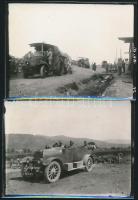 cca 1914-1918 Katonák, katonai alakulatok autókkal, 2 db eredeti negatívról előhívott modern fotó, 9×12 cm