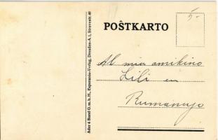 Esperanto art postcard with globe. Ader & Borel GmbH Esperanto-Verlag litho