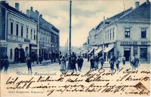 1899 Kaposvár, utcakép, Geiszler, Steinitz, Pollák József üzlete. Kiadja Gerő Zsigmond