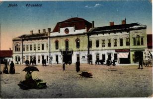 1929 Makó, Városháza, piaci árusok, Tokár András, Berliner Mór üzlete. Kiadja Gaál László (EK)