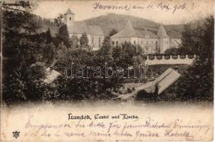 1906 Lándok, Lendak, Landeck; kastély és templom. Max Steckel kiadása / Castel und Kirche / castle and church (EK)