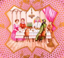 1991 Herendi szédertál, kézzel festett, jelzett (Fischer Elemérné), hibátlan, d:28,5 cm/ Judaica Mas...