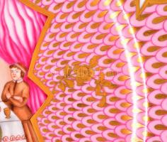 1991 Herendi szédertál, kézzel festett, jelzett (Fischer Elemérné), hibátlan, d:28,5 cm/ Judaica Mas...