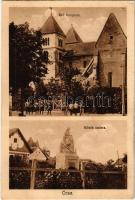 1931 Ócsa, Református templom, katonák, Hősök szobra, emlékmű + KECSKEMÉT-LAJOSMIZSE-BUDAPEST 154. mozgóposta