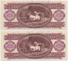 1993. 100Ft (4x) sorszámkövetők, nyomdai papírránc és festékfoltok T:II 
Adamo F36