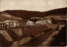 1936 Somsály (Ózd), Rimamurány-Salgótarjáni Vasmű Rt. kőszénbánya, szénrakodó, surrantók, szenes vagonok, iparvasút. Csiky Foto (EK)