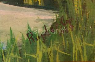 Rujda jelzéssel: Kunyhó, akvarell, papír, üvegezett fa keretben, 30,5×43 cm