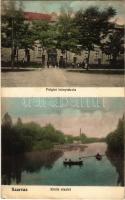 1914 Szarvas, Polgári leány iskola, Kőrös folyó részlete evezős csónakokkal. Kiadja Ifj. Kovácsik Károly 1486. (EK)