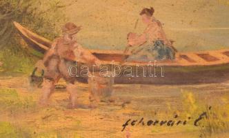 Fehérvári jelzéssel: Alpesi táj, olaj, vászon, foltos, sérült fa keretben, 58,5×78,5 cm