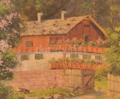 Fehérvári jelzéssel: Alpesi táj, olaj, vászon, foltos, sérült fa keretben, 58,5×78,5 cm