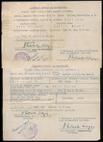 1945-46 4 db okmány és igazolvány, hátoldalon adópengős okmánybélyegekkel