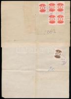 1945-46 4 db okmány és igazolvány, hátoldalon adópengős okmánybélyegekkel