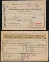 1943-47 Félárú menetjeggyel egyes utazásra jogosító igazolvány. 2P jegykiállítási illetékkel + Hálókocsi ágyhely jegy illetékkel