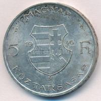 1946. 5Ft Ag "vastag Kossuth" fordított peremirattal T:1- kis patina Adamo F8