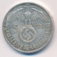 Német Harmadik Birodalom 1938A 5M Ag "Hindenburg" T:2 
German Third Reich 1938A 5 Mark Ag...
