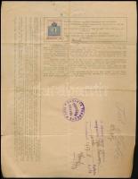 1907 Máraháza 2 db marhalevél 2p és 3p okmánybélyeg kiegészítéssel