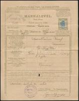 1907 Máraháza 2 db marhalevél 2p és 3p okmánybélyeg kiegészítéssel