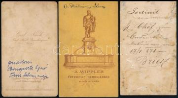 cca 1860 6 db feliratozott keményhátú fotó klf méretben, közte Bálványosi János őrnagy, a Torontál T...