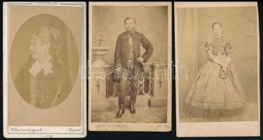 cca 1860 6 db feliratozott keményhátú fotó klf méretben, közte Bálványosi János őrnagy, a Torontál T...