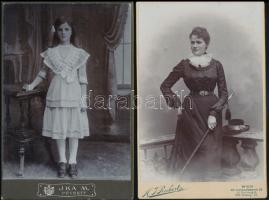 cca 1890 6 db keményhátú fotó, közte osztrák népviselet is 11x17 cm