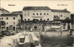 Crikvenica, Cirkvenica; Hotel Belle-Vue, shop of A. reich, port with boats (EK)