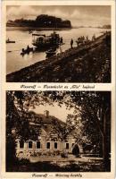 Tiszaroff, Tisza részlet evezős csónakokkal és az Ella személyszállító motorhajóval, Bárczay kastély. Kiadja Lénárt D. (EK)