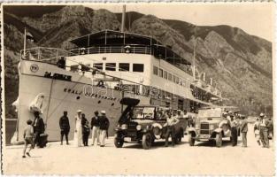 1934 Kotor, Cattaro; Kralj Aleksandar I. passenger ship, automobiles at the port. Foto-Atelier Cirigovic photo