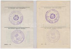 1946. 2db "Őrlési engedély" 1 métermázsa és 10 métermázsa búza, rozs, árpa vagy kukorica ő...