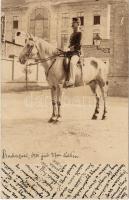 1901 Osztrák-magyar lovas katona teljes felszerelésben a Ludovika udvarán / Austro-Hungarian K.u.K. military, cavalryman in full equipment. photo