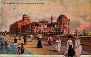 1928 Venezia, Venice; Lido, Excelsior Palace Hotel / beach, hotel, bathing people (EK)