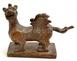 Sárkányt formázó bronz kínai pecsétnyomó. 5,5 cm / Chinese bronze seal maker. Dragon figure.