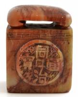 Feliratos, faragott kő, kínai pecsétnyomó. / Chinese carved stone seal maker with inscriptions 5,3 cm