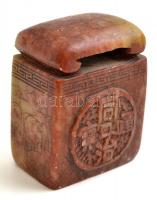 Feliratos, faragott kő, kínai pecsétnyomó. / Chinese carved stone seal maker with inscriptions 5,3 c...