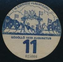 1933 Jamboree Gödöllő utazási kitűző, 11. altábor (szakadással)  / Jamboree paper badge for discount...