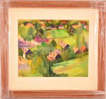 Szabados Jenő (1911-1942): Kilátás az Avasról. Akvarell, papír, jelzett, üvegezett keretben, 27×33 c...