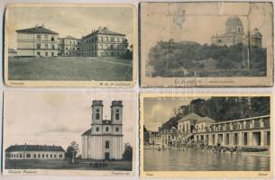 68 db RÉGI magyar és külföldi városképes lap, közte néhány litho üdvözlőlap; sok sérült lappal / 68 pre-1945 Hungarian and European town-view postcards with a few litho greeting cards; damaged condition