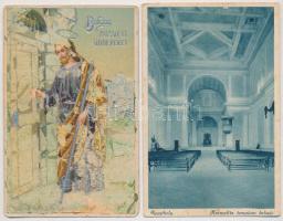 68 db RÉGI magyar és külföldi városképes lap, közte néhány litho üdvözlőlap; sok sérült lappal / 68 ...