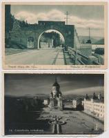 68 db RÉGI magyar és külföldi városképes lap, közte néhány litho üdvözlőlap; sok sérült lappal / 68 ...