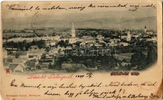 1899 Belényes, Beius; látkép, templomok. Kiadja Süssmann Lázár / general view with churches (EK)