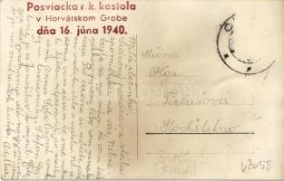 1940 Horvátgurab, Hrvatski Grob, Chorvátsky Grob; Posviacka r. k. kostola / Római katolikus templom,...