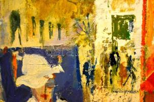 Gulyás Dénes (1927-2003): Azok a hatvanas évek.... Olaj- kollázs, farost, jelzett, 125×148 cm !!