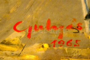 Gulyás Dénes (1927-2003): Azok a hatvanas évek.... Olaj- kollázs, farost, jelzett, 125×148 cm !!