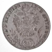 1788B 20kr Ag "II. József" koszorú felső szárai nem érnek össze (6,57g) T:2- / Hungary 178...