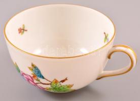 Herendi Viktória mintás teás csésze és alj, kézzel festett, jelzett, apró kopás nyomokkal